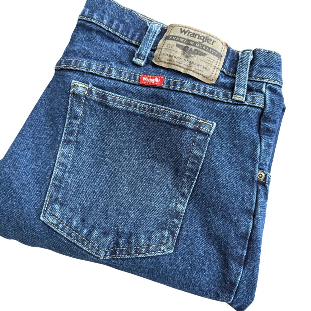 Wrangler Mens 38x29 (36x29) Dark‎ Wash Straight Leg Premium Quality Denim Jeans